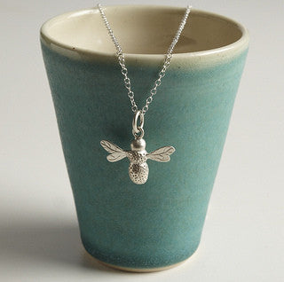 Sterling silver bee charm necklace